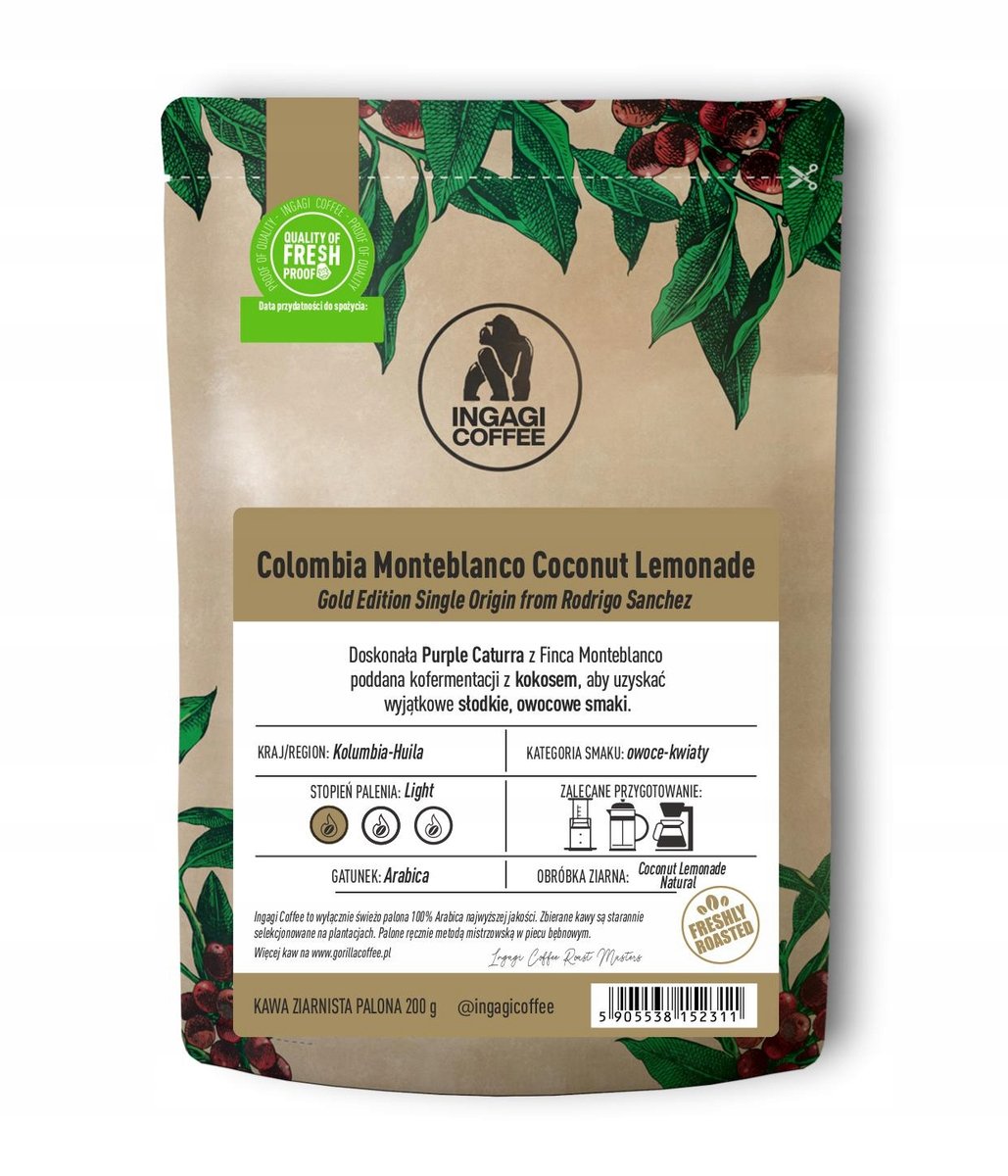 Kawa ziarnista Kolumbia Monteblanco Coconut Lemonade 200 g