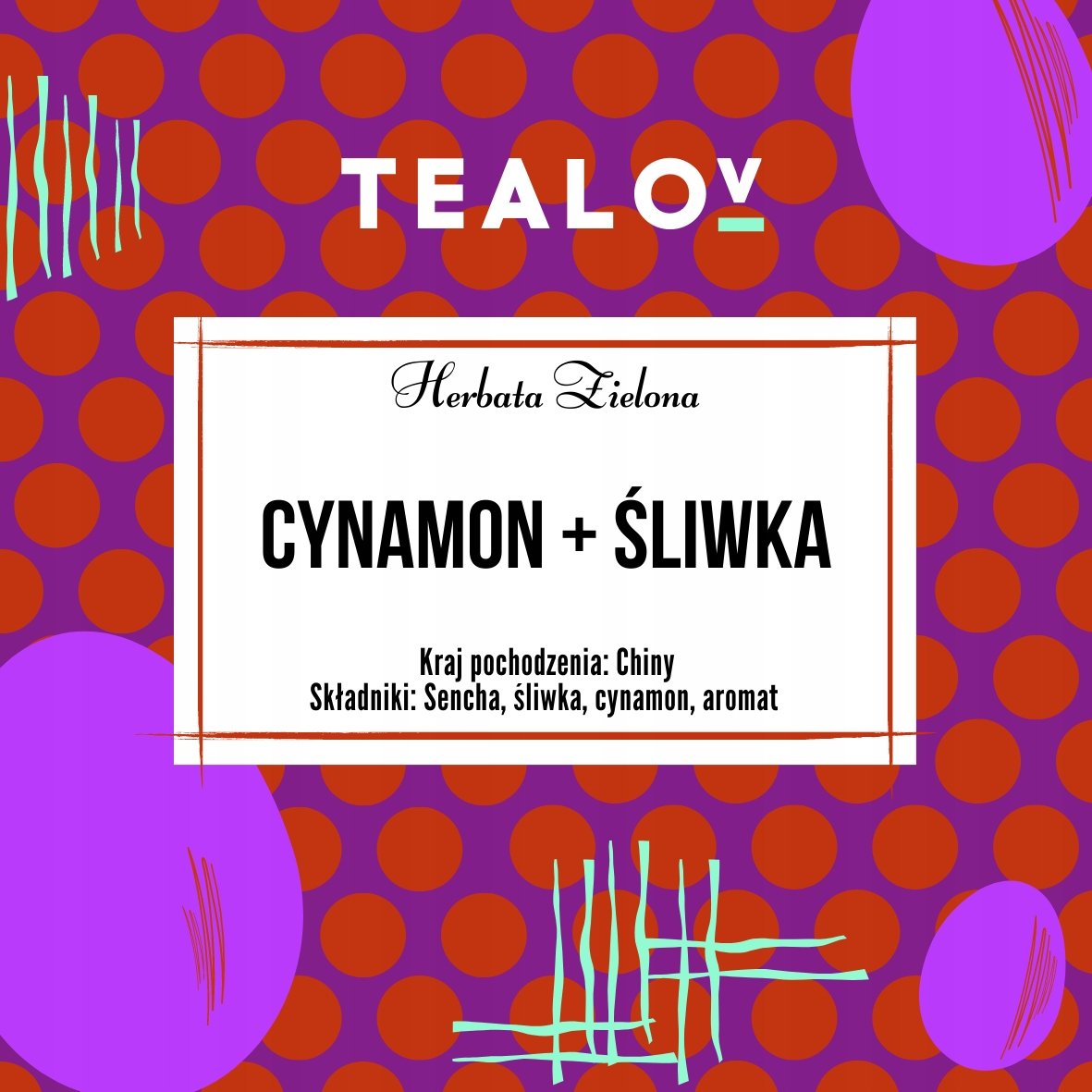 Herbata TEALOV zielona CYNAMON ZE ŚLIWKĄ 100G