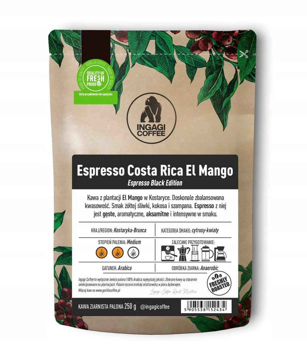Kawa ziarnista Espresso Costa Rica El Mango 250 g arabika