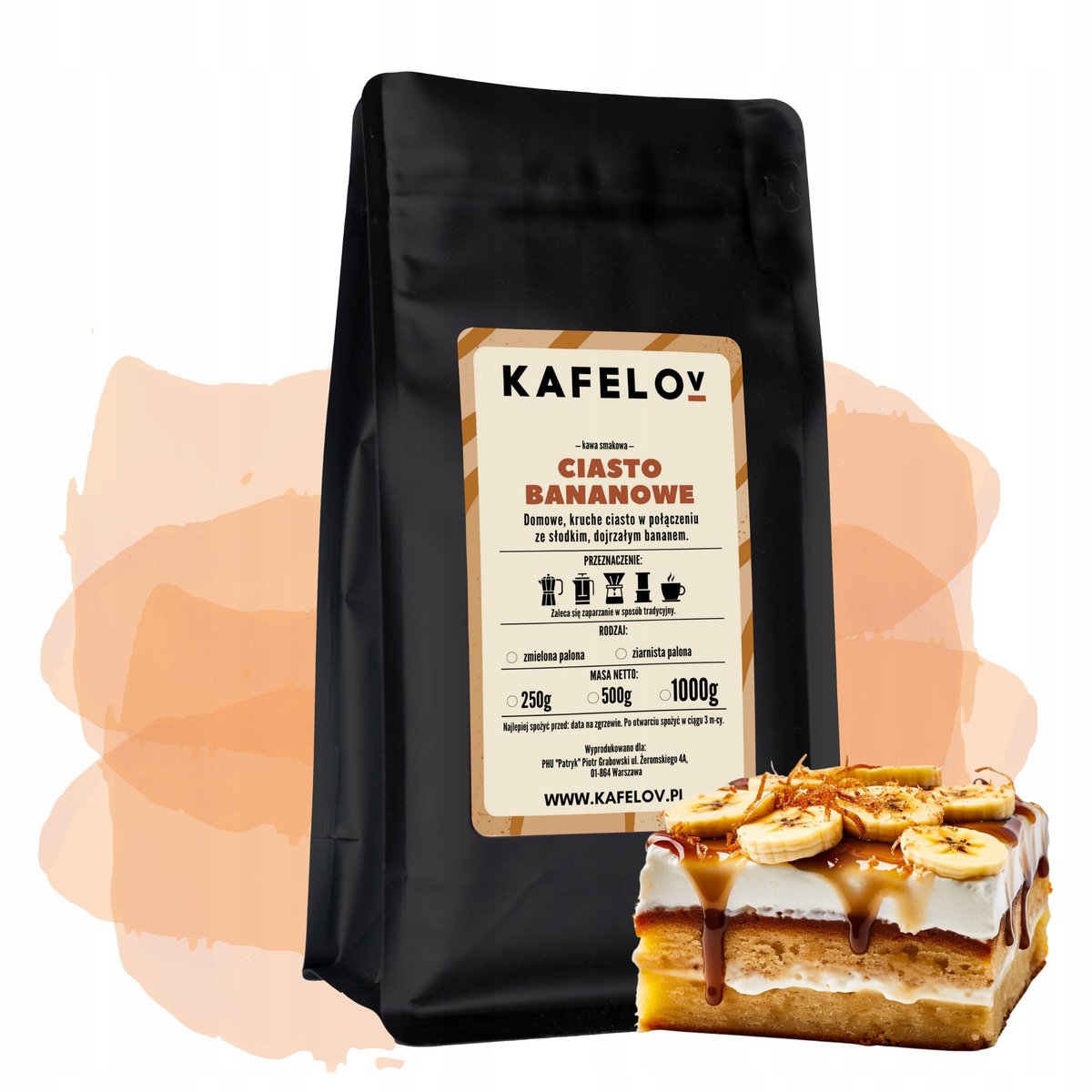 Kawa smakowa mielona CIASTO BANANOWE arabika świeżo palona 250g