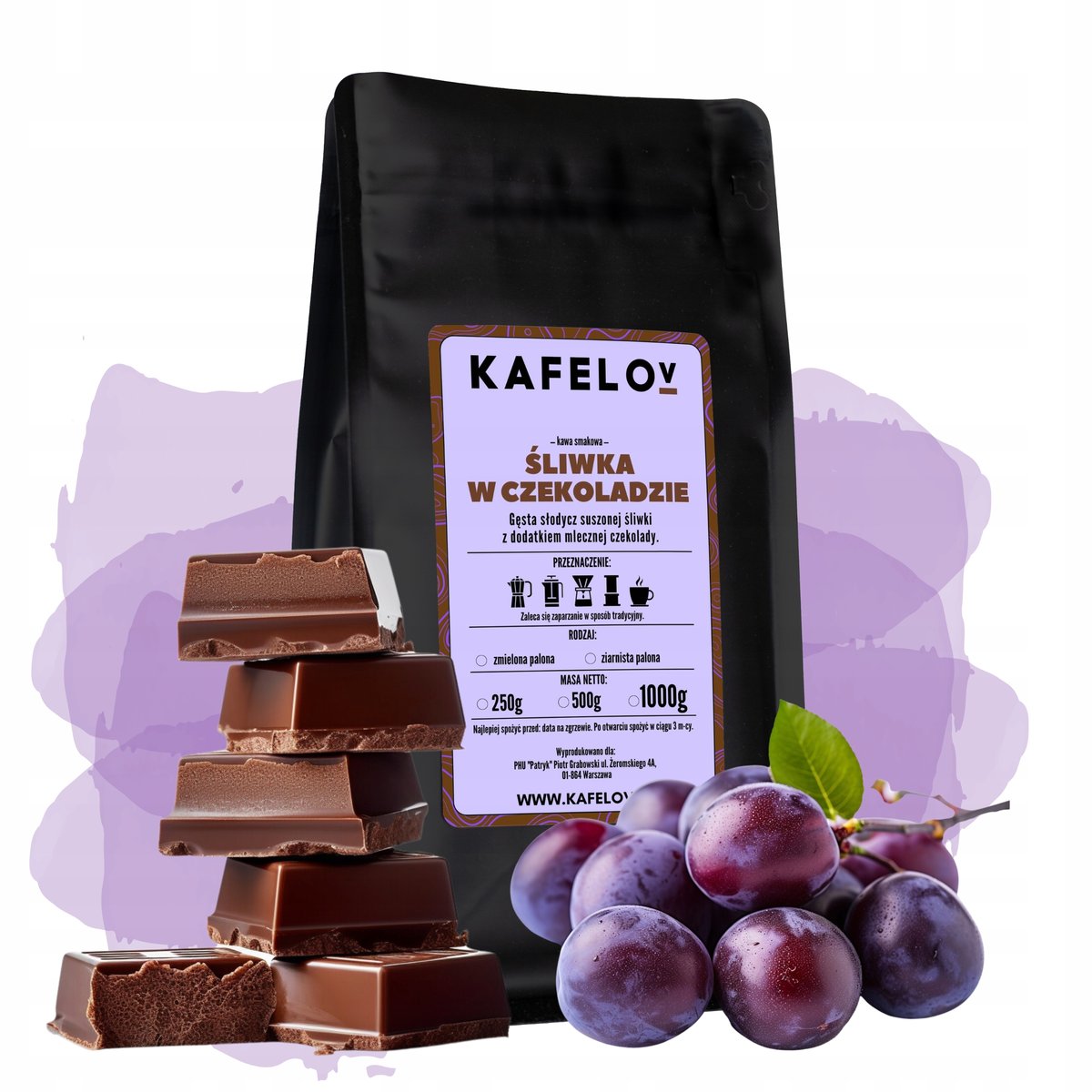 Kawa Kafelov ŚLIWKA W CZEKOLADZIE 250g mielona
