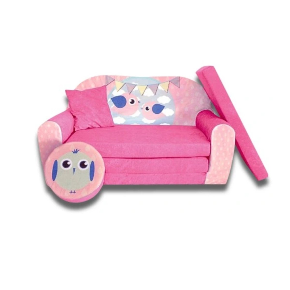 SOFA KANAPA ŁÓŻKO DLA DZIECI ROZKŁADANA BIRD PINK