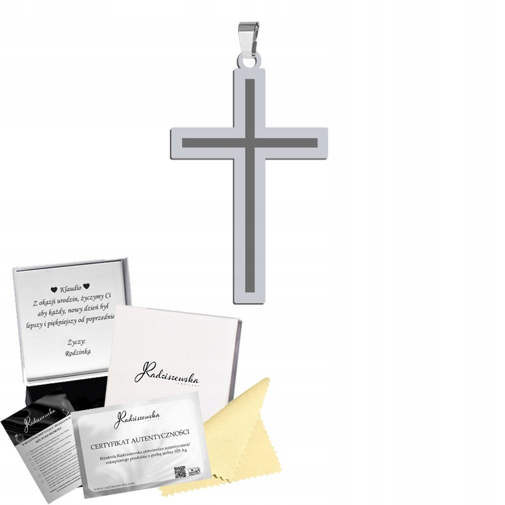 Srebrny Medalik z Krzyżykiem Srebro 925 Prezent Komunia ŻYCZENIA