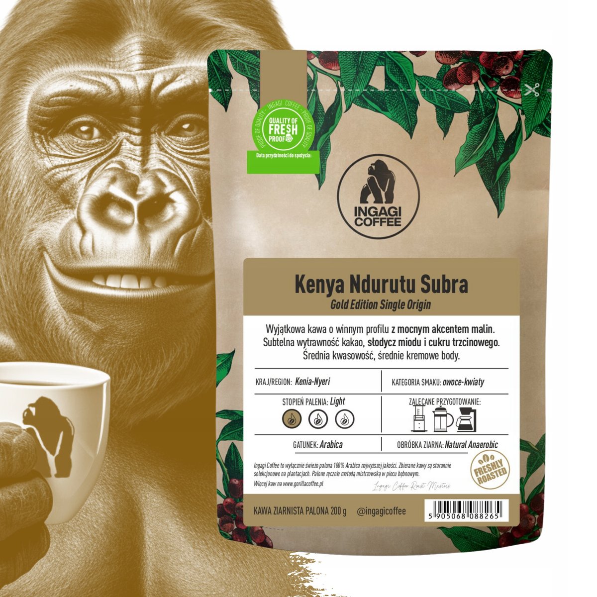 Kawa ziarnista 200g Ingagi Kenia Ndurutu Subra