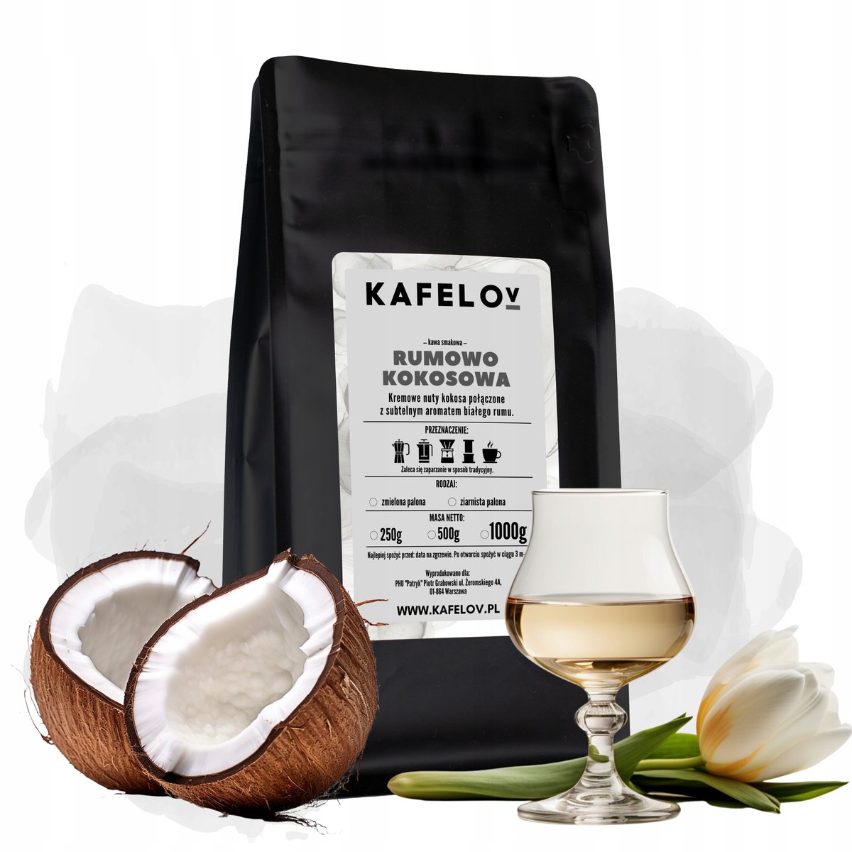 Kawa Kafelov smakowa RU M Z KOKOSEM 250g ziarno