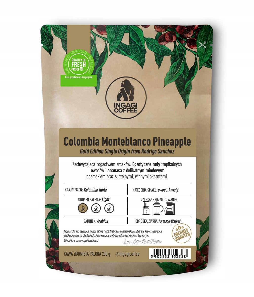 Kawa ziarnista Kolumbia Speciality Monteblanco Pineapple 200 g