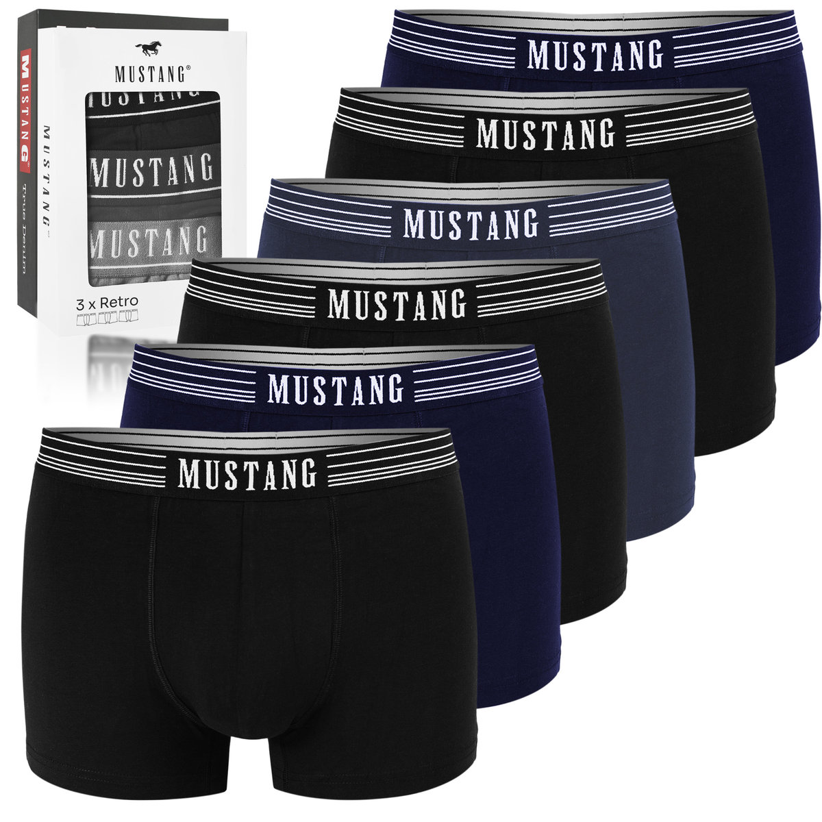 Mustang Bokserki Męskie Bawełniane 6 sztuk BM460 Rozmiar 2XL