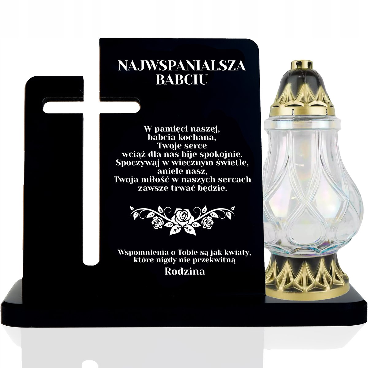 Statuetka Na Grób Drewniana Znicz Podstawka Nadruk Wszystkich Świętych Z6