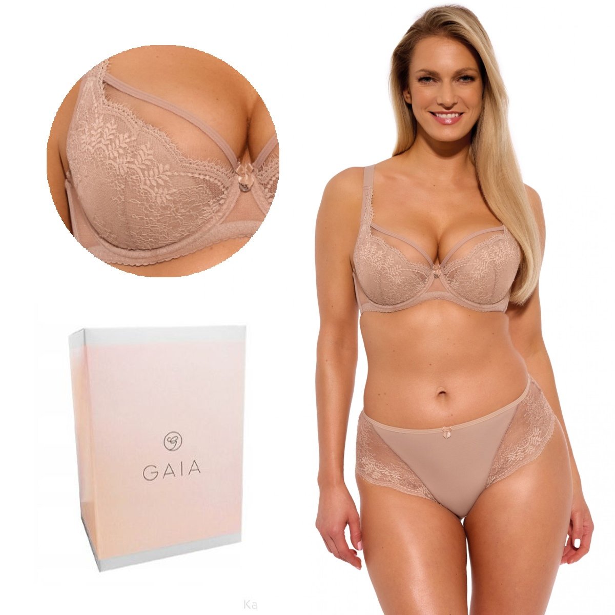 Biustonosz z koronką GAIA Semi-Soft Elin 1263 półusztywniany mokka  65I