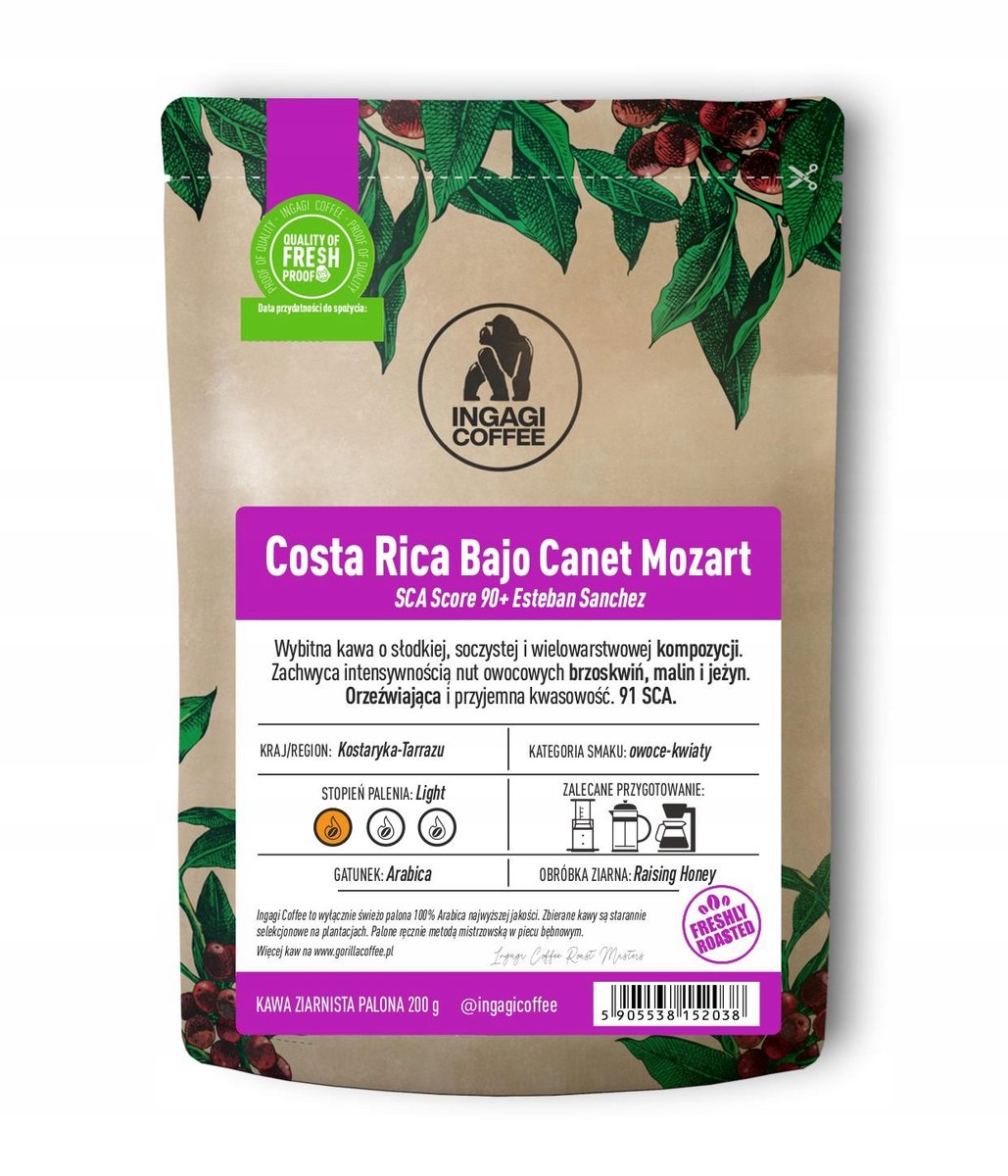 Kawa ziarnista speciality Costa Rica Bajo Canet Mozart 200 g