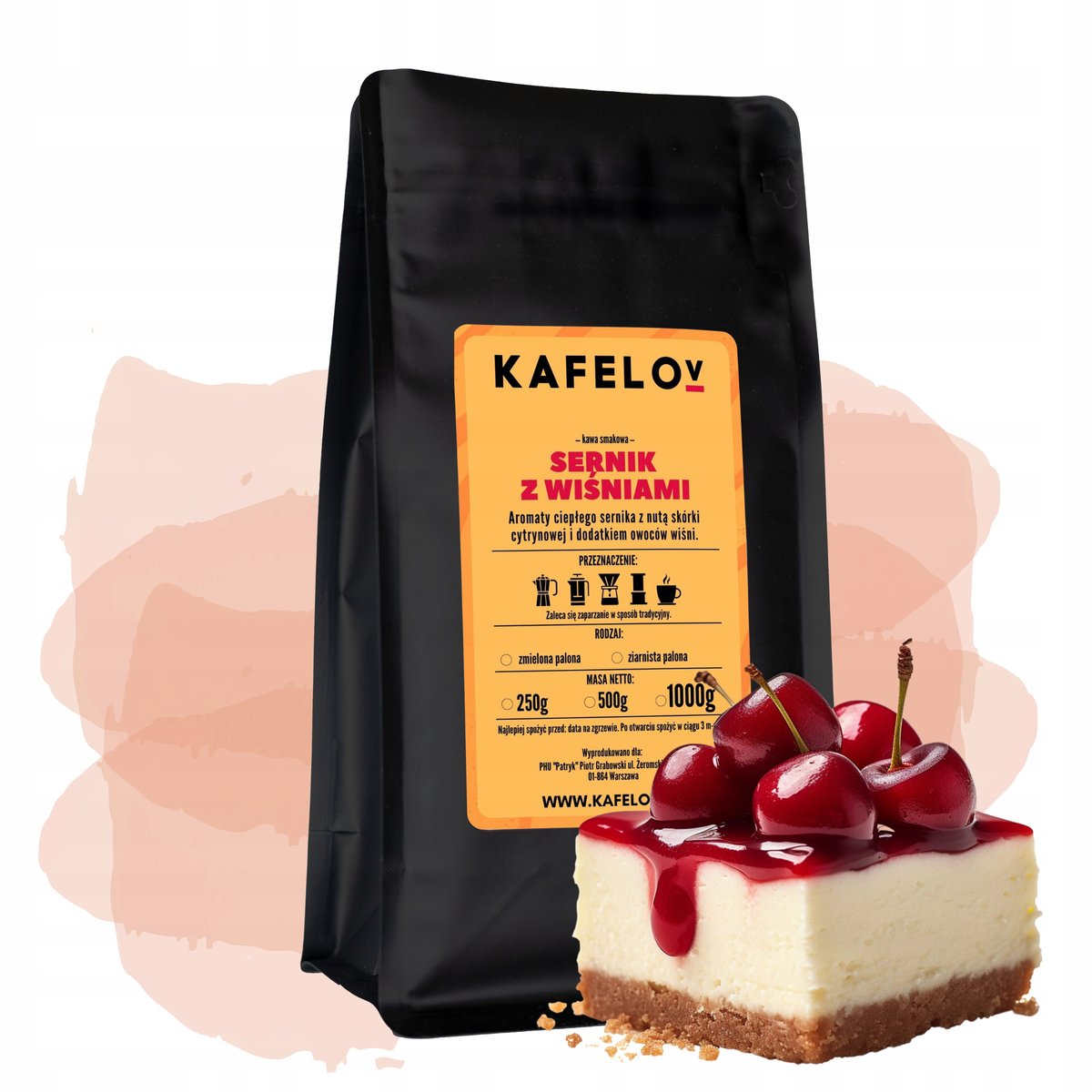 Kawa Kafelov smak SERNIK Z WIŚNIAMI 500g ziarnista