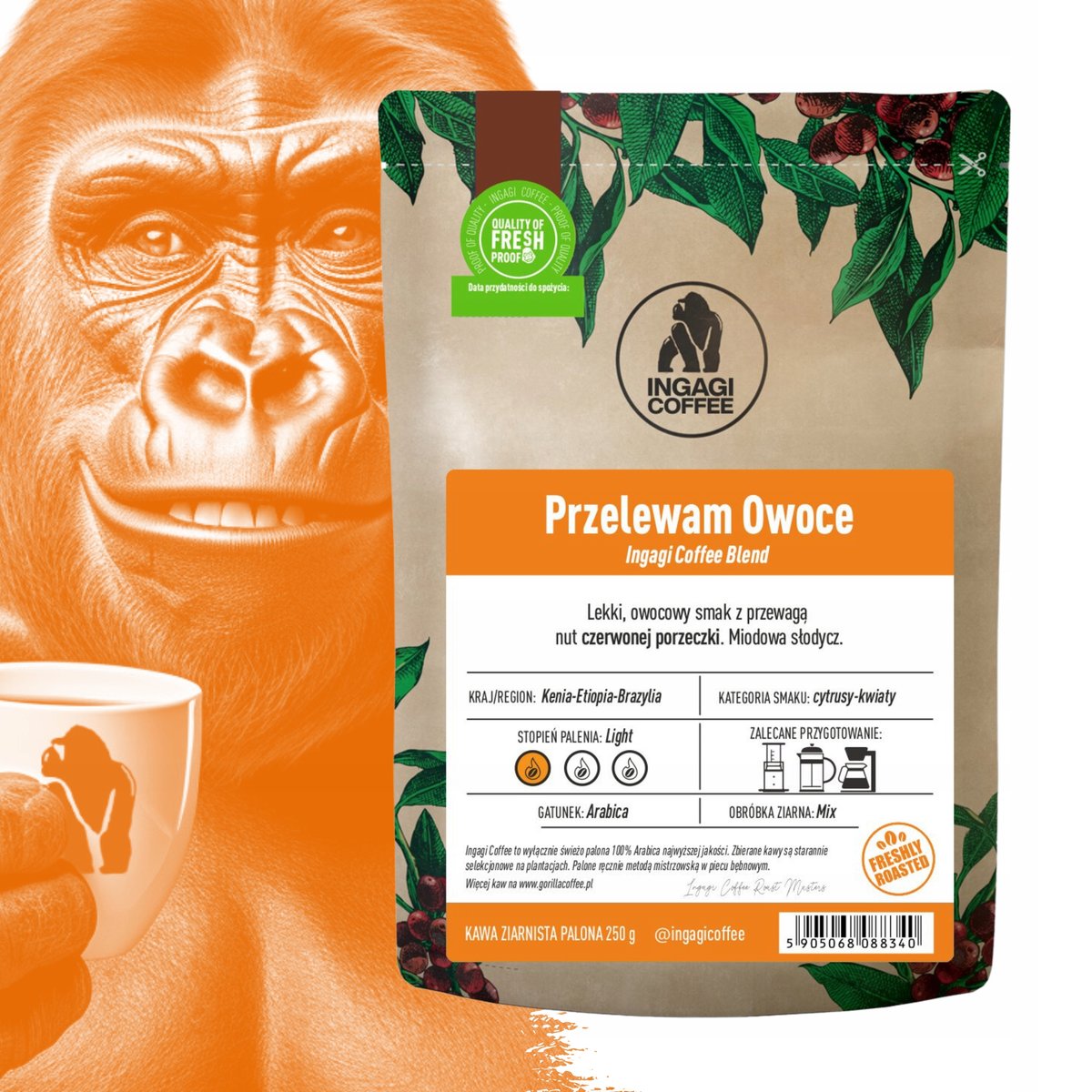 Kawa Blend Przelewam Owoce arabika ziarnista 250 g