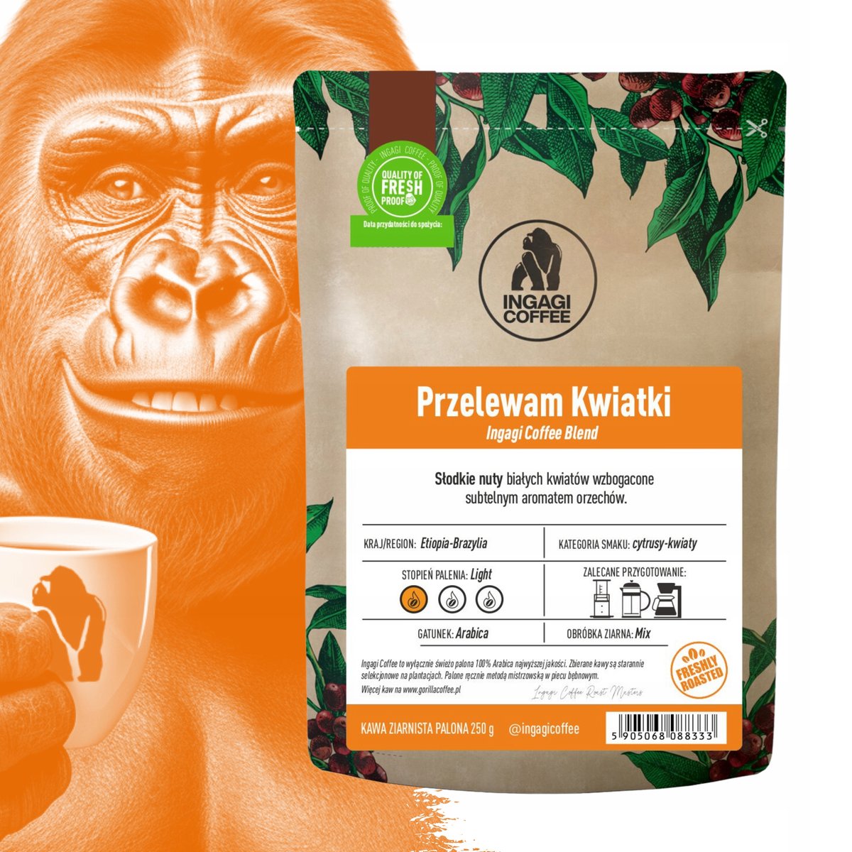 Kawa Blend Przelewam Kwiatki arabika ziarnista 250 g