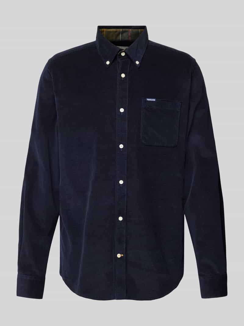 Koszula sztruksowa o kroju tailored fit z kieszenią na piersi model 'Ramsey'