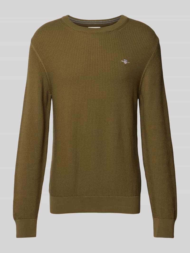 Sweter z dzianiny z fakturowanym wzorem i okrągłym dekoltem