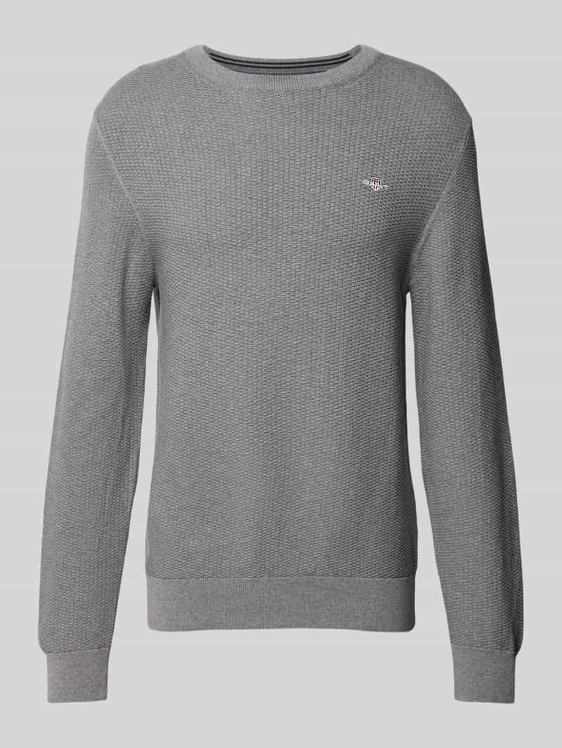 Sweter z dzianiny z fakturowanym wzorem i okrągłym dekoltem
