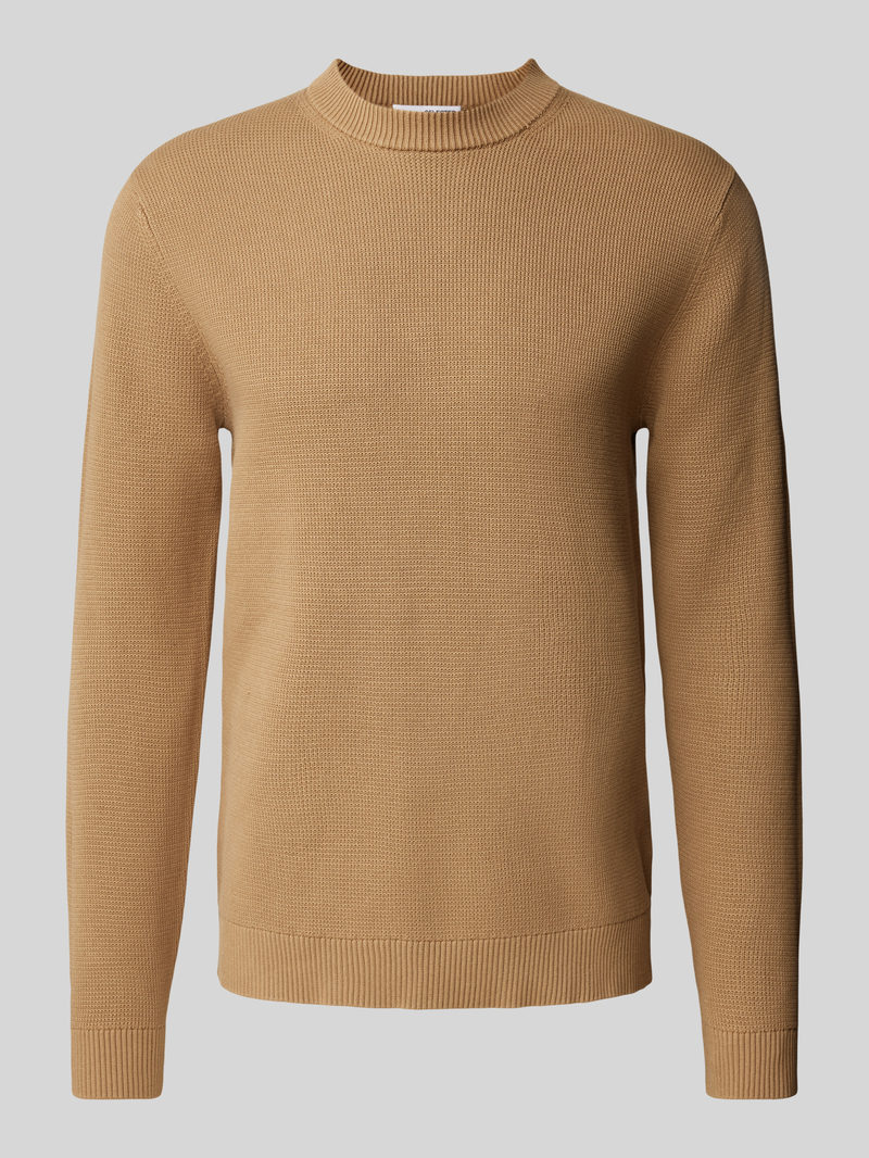 Sweter z dzianiny z okrągłym dekoltem model ‘DANE’