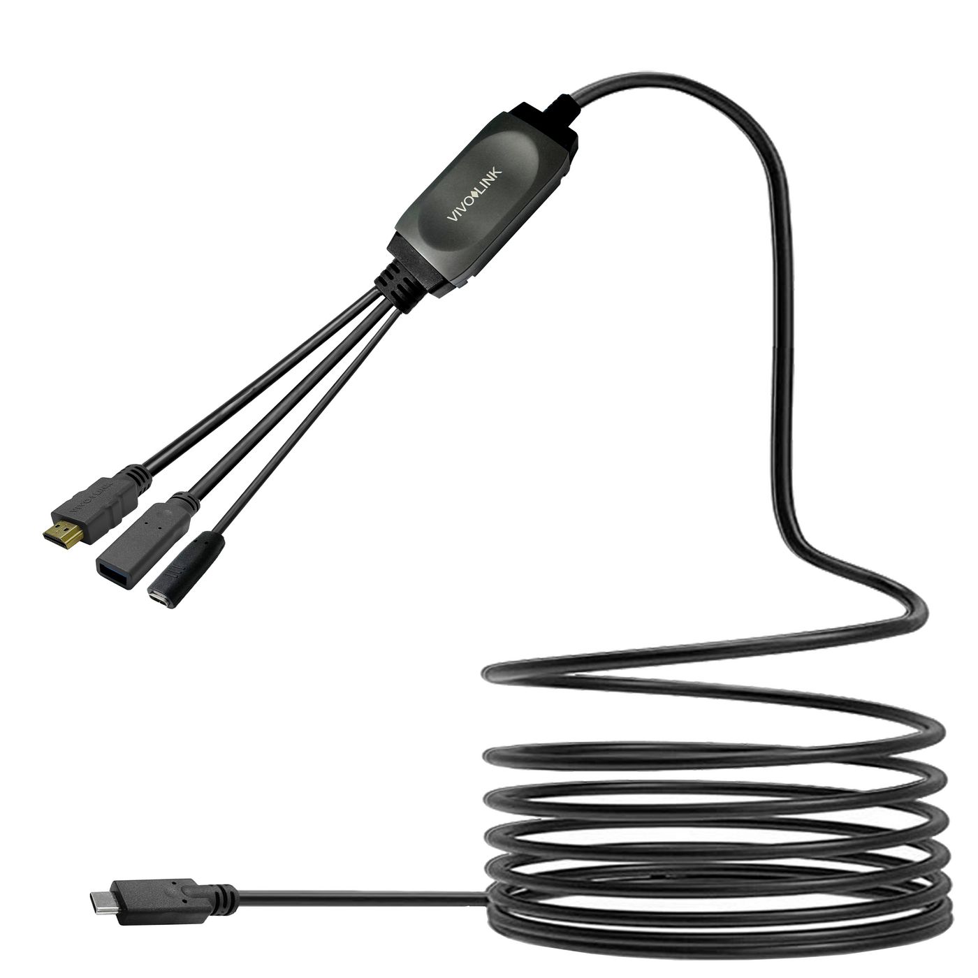 Vivolink Kabel USB-C HUB z USB3.0 i ładowaniem 7,5m czarny