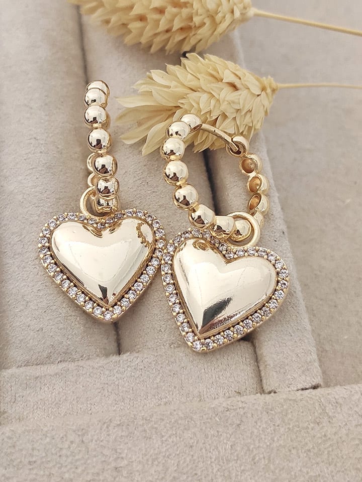 Luja Bijoux Pozłacane kolczyki-kreole z cyrkoniami