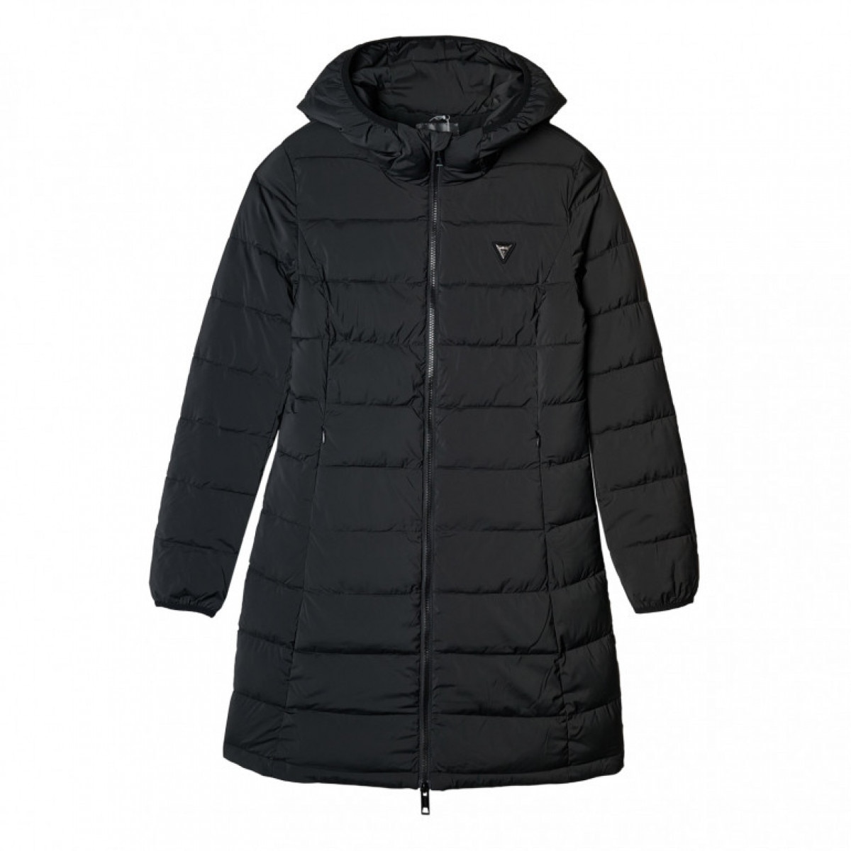 Damski płaszcz puchowy pikowany Guess New Aletta Long Puffer Jacket - czarny - GUESS