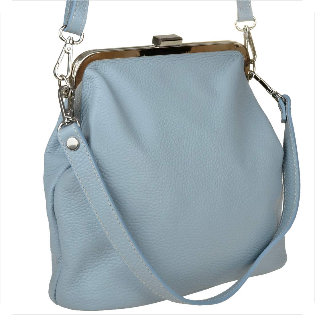 Damska torebka baby blue niebieska skóra naturalna bigiel - Genuine Leather