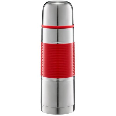 Termos AMBITION Gummy 350 ml Srebrno-czerwony