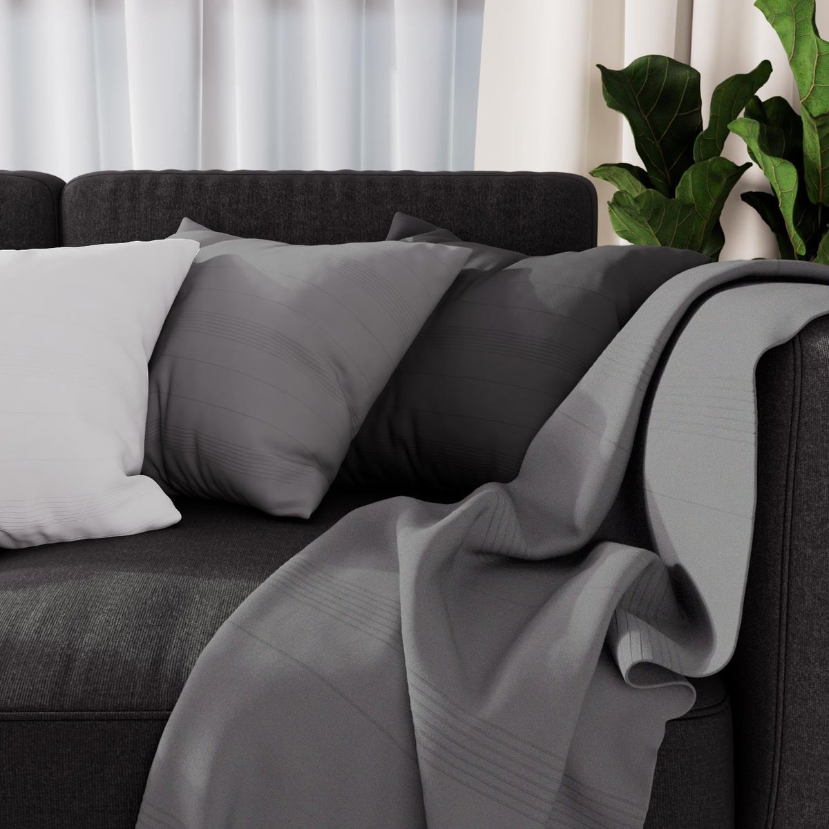 Pościel Soleil D’ocre Adele Pled Polcoton Szary 140 X 200 Cm - Elegancki I Wygodny Zestaw Do Sypialni