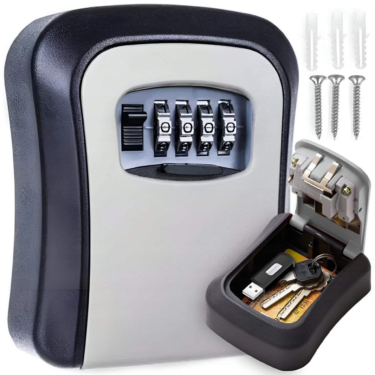 METALOWY SEJF KASETKA NA KLUCZE SKRYTKA ZEWNĘTRZNA Z SZYFREM NA KOD PIN