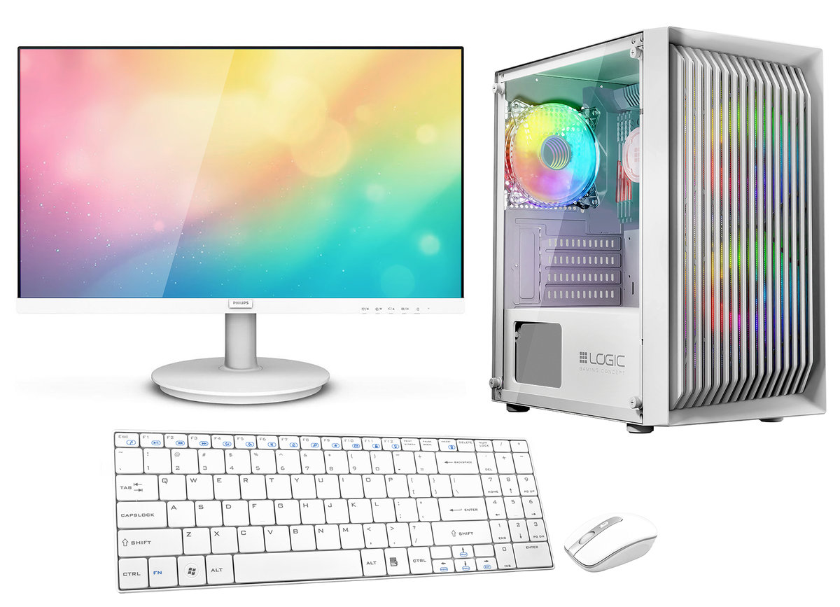 Komputer Zestaw White Gaming Ryzen 5 5600G 16Gb Rx Vega7 Ssd 512Gb M.2 Wifi W11 24