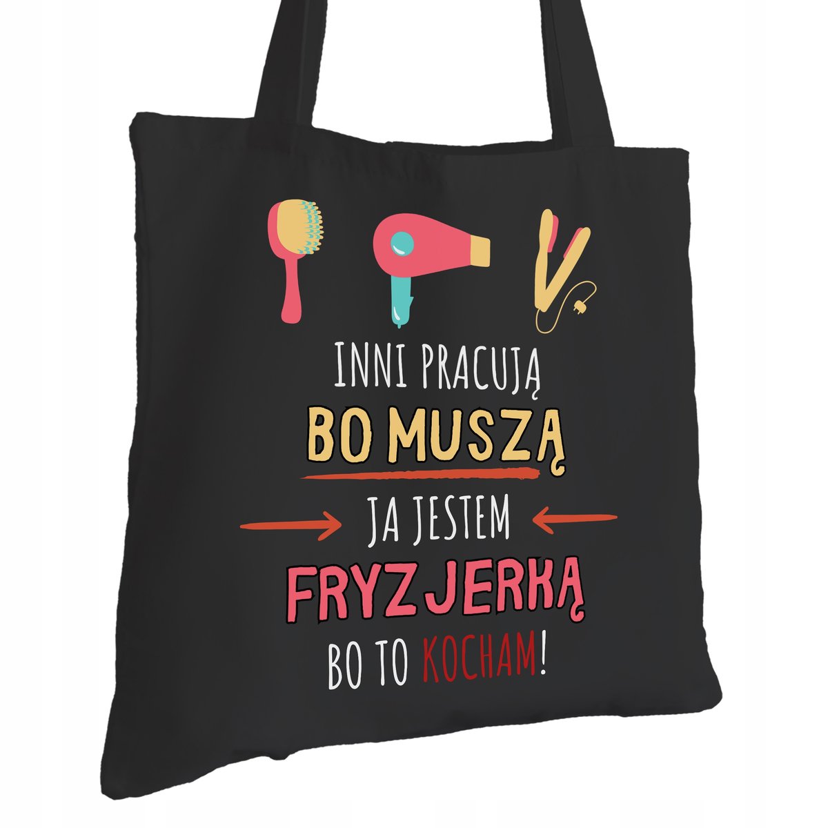 Torba Bawełniana dla Fryzjerki Czarna Prezent ekologiczna Trwały Nadruk