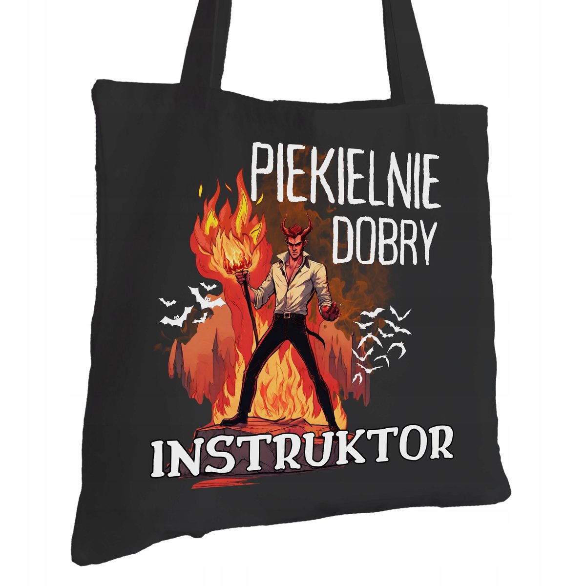 Torba Bawełniana dla Instruktora Czarna Prezent Ekologiczna Trwały Nadruk
