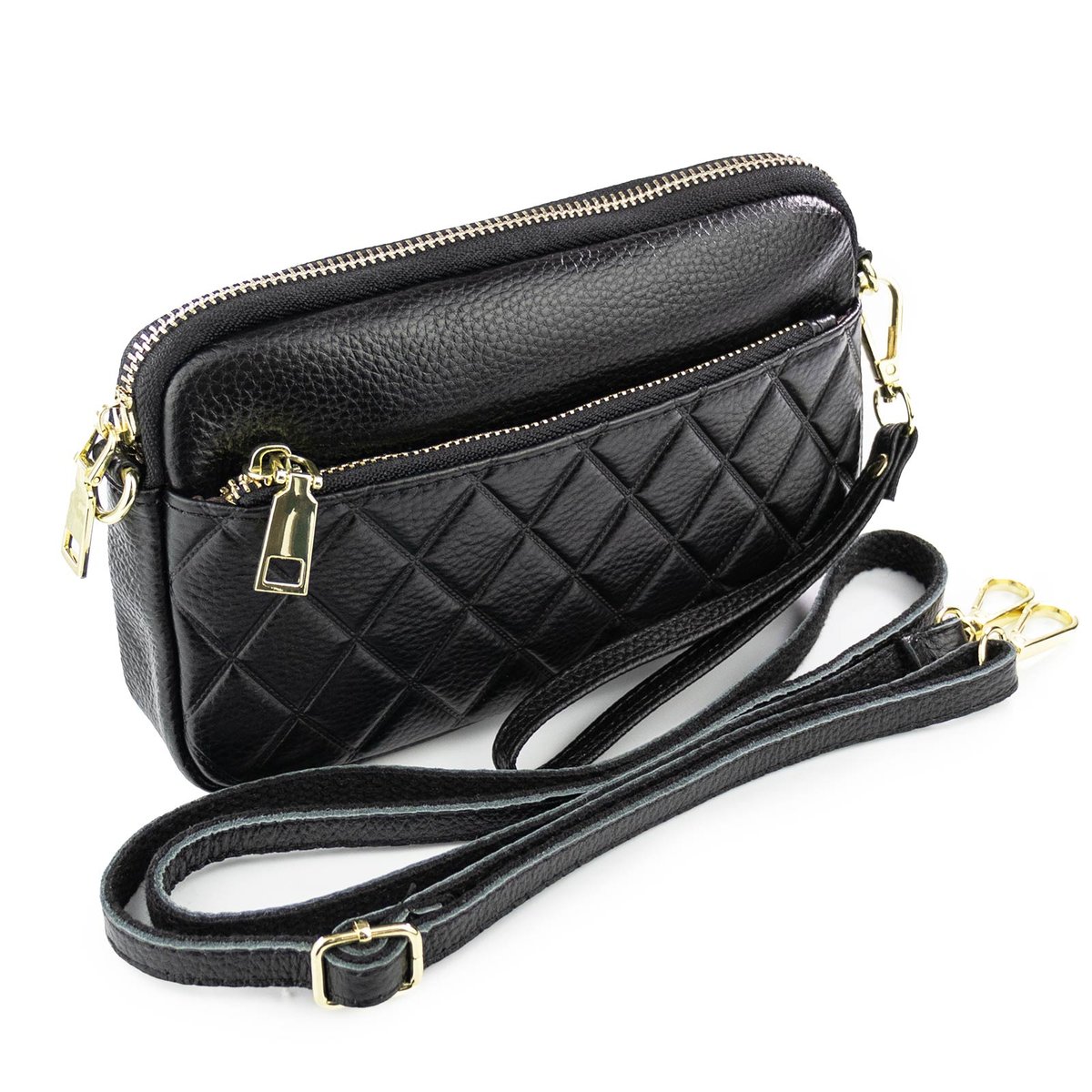 Alessio TOREBKA Damska CROSSBODY pikowana QUILTED SKÓRA NATURALNA