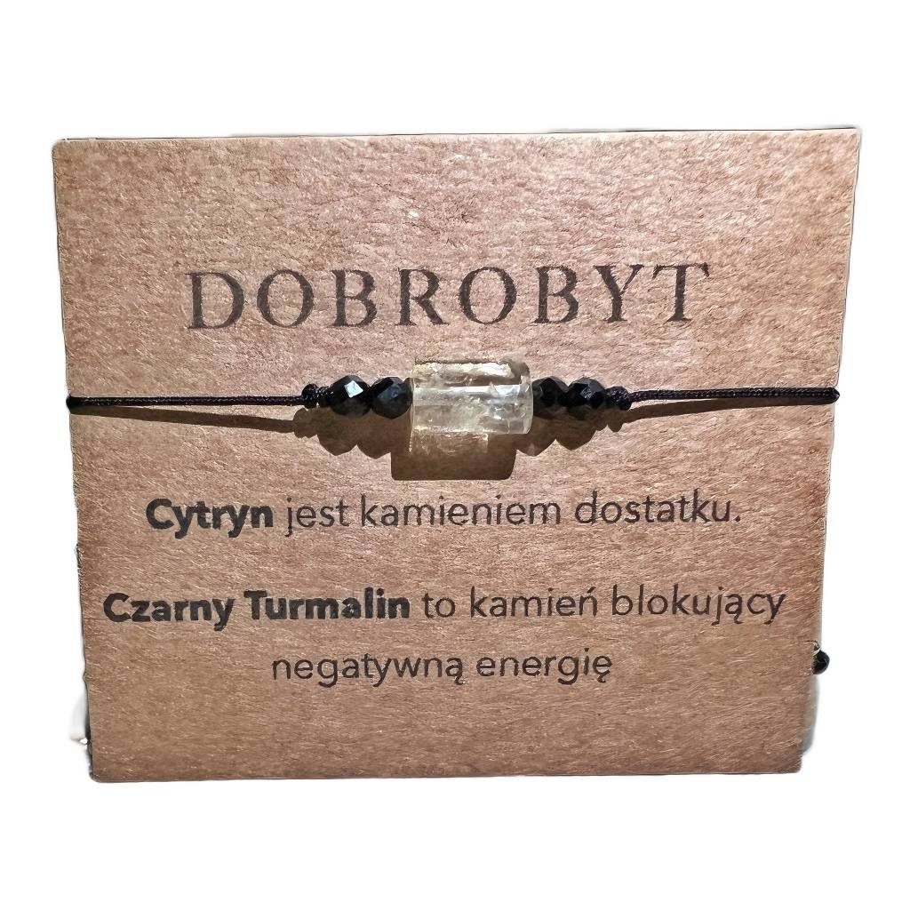 Bransoletka na sznurku Cytryn Czarny Turmalin Dobrobyt