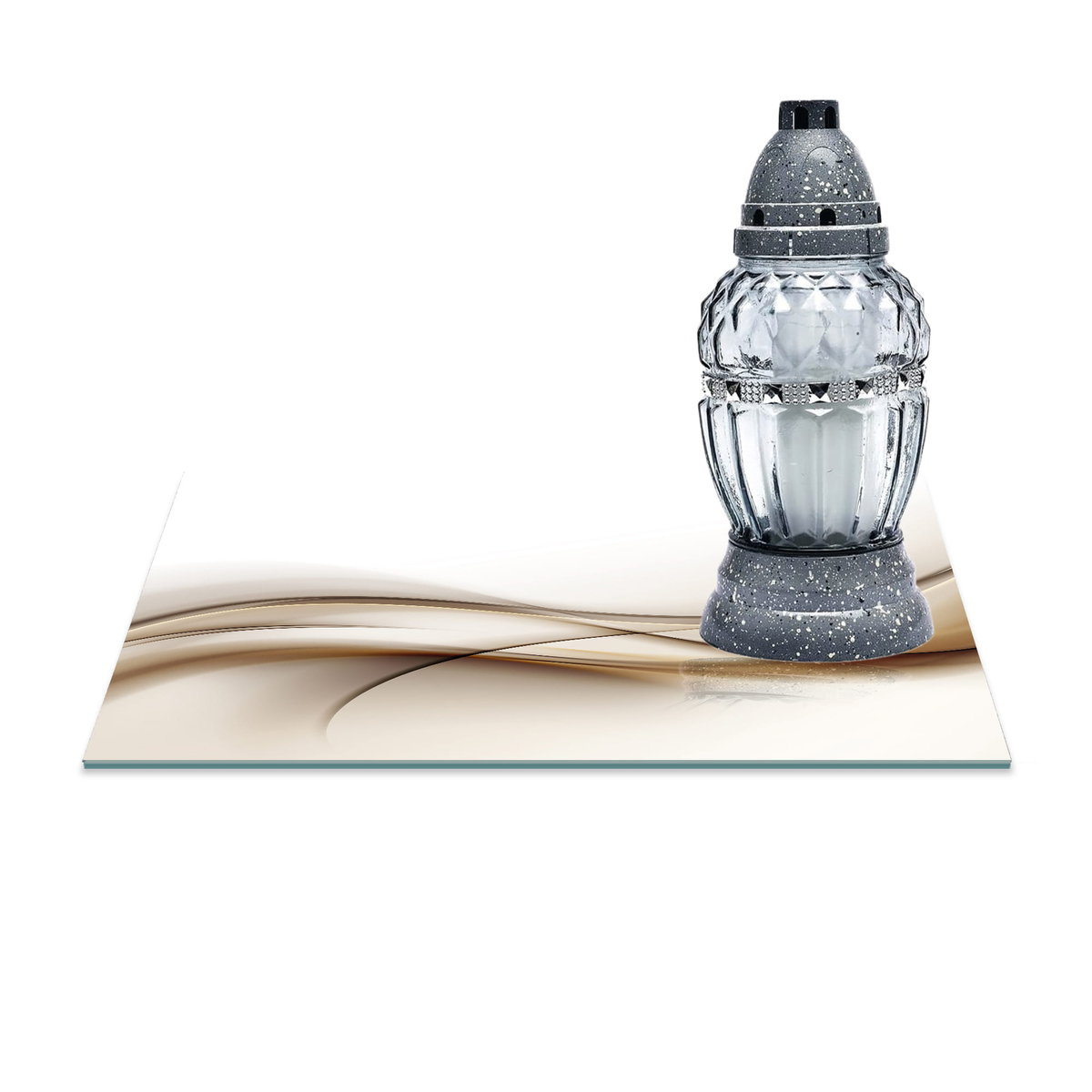 SZKLANA PODSTAWKA POD ZNICZE 40x30cm Miedź 139b