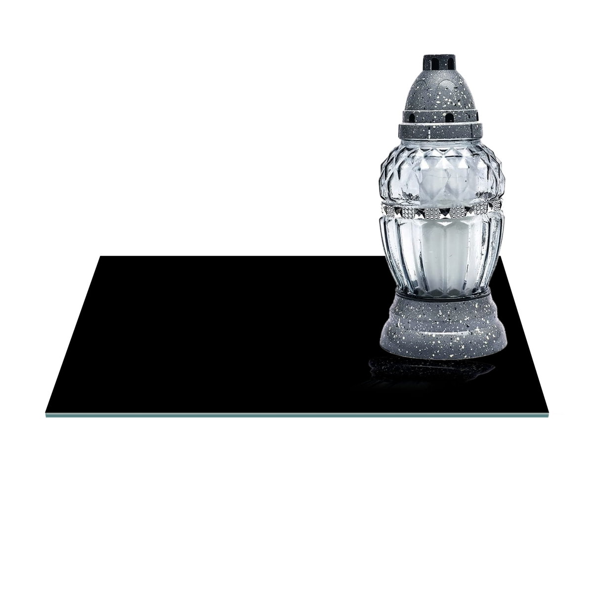 SZKLANA PODSTAWKA POD ZNICZE 40x30cm Czerń 486b