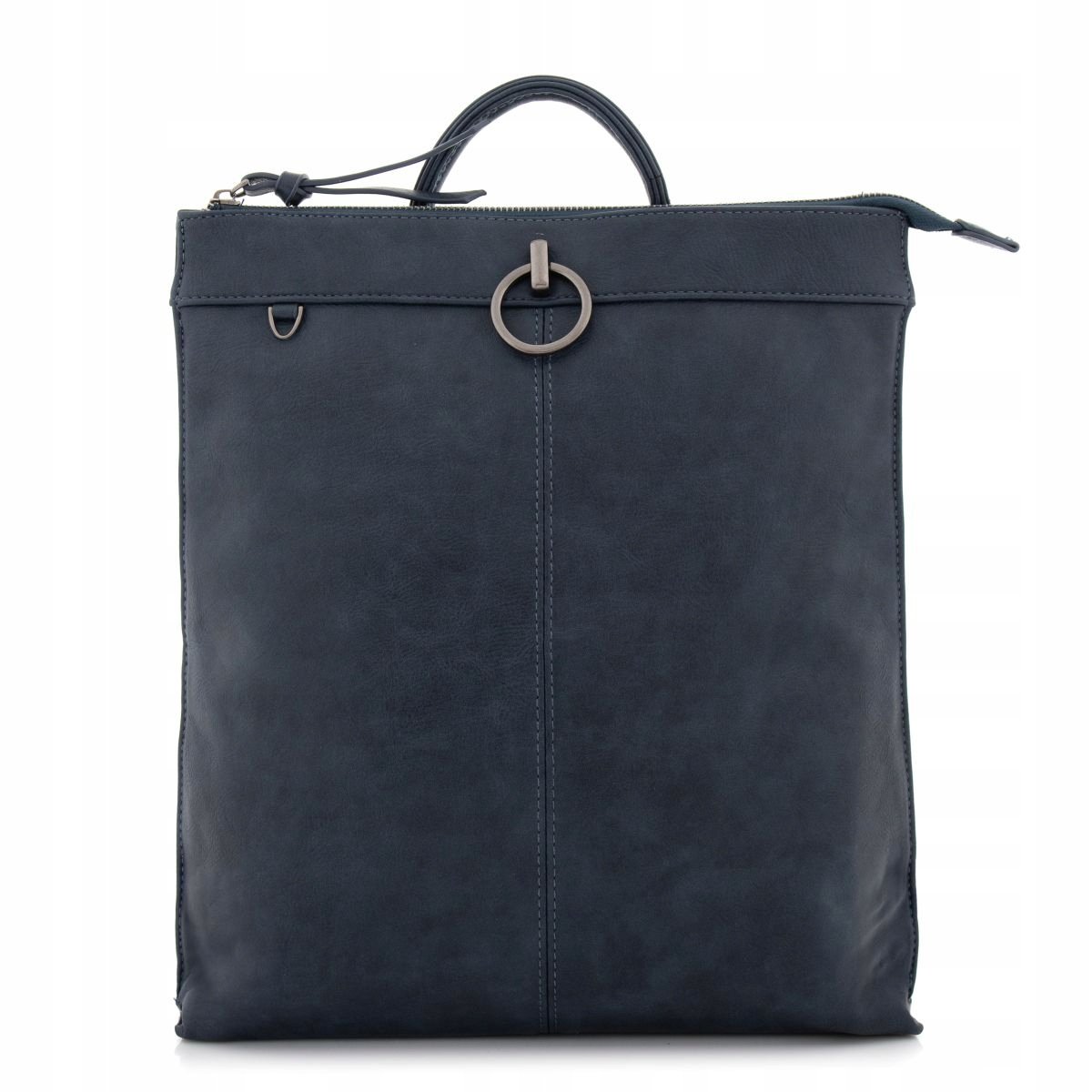 Elegancki Torebka Plecak Damski Cienki Kwadratowy Skóra Eko Granatowy Ezzio