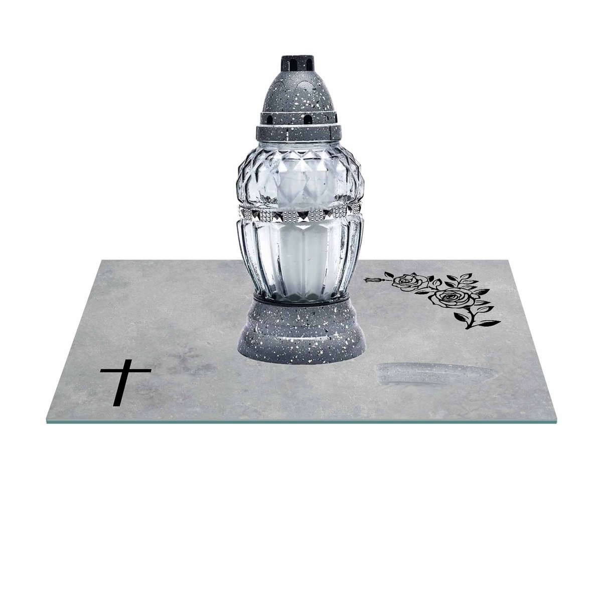 SZKLANA PODSTAWKA POD ZNICZE 40x30cm 497b