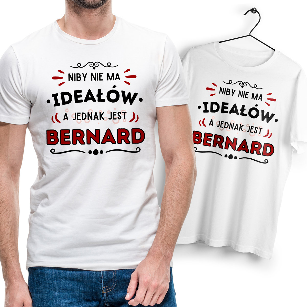Koszulka Męska Biała Dla Bernarda T-Shirt Podkoszulek Nadruk Na Prezent