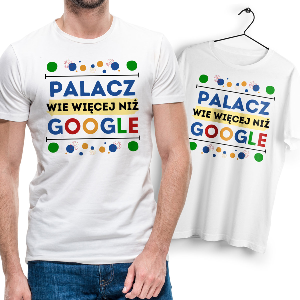 Koszulka Męska Biała dla Palacza Bawełniana T-shirt Trwały Nadruk