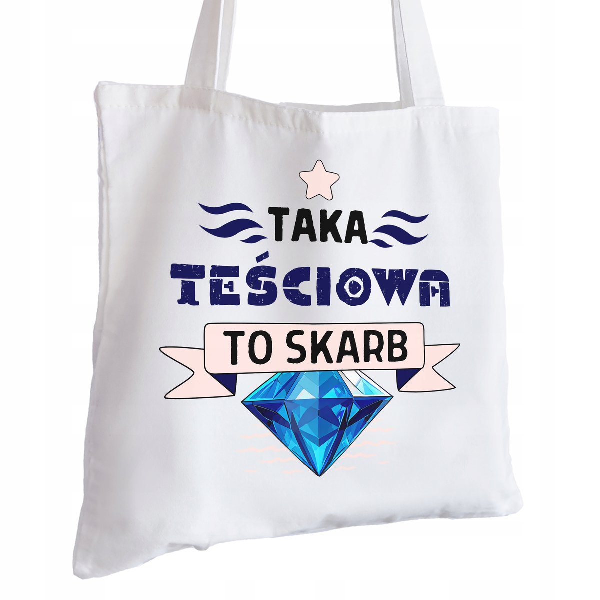 Torba Bawełniana biała dla Teściowej Na Prezent ekologiczna Trwały Nadruk