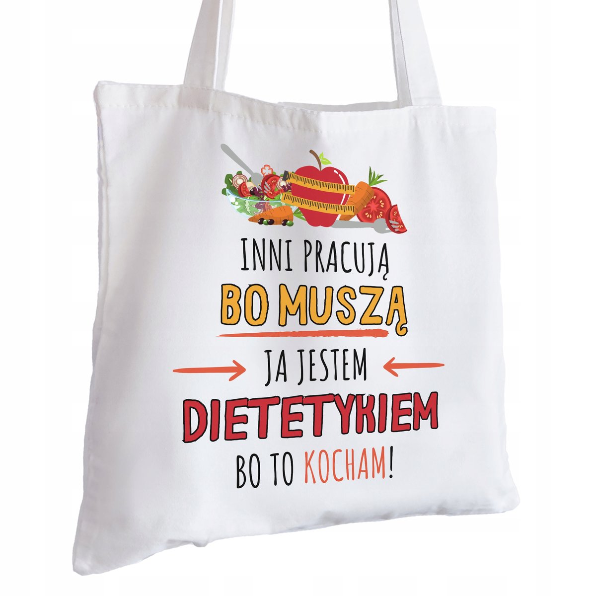 Torba Bawełniana biała dla Dietetyka Na Prezent ekologiczna Trwały Nadruk