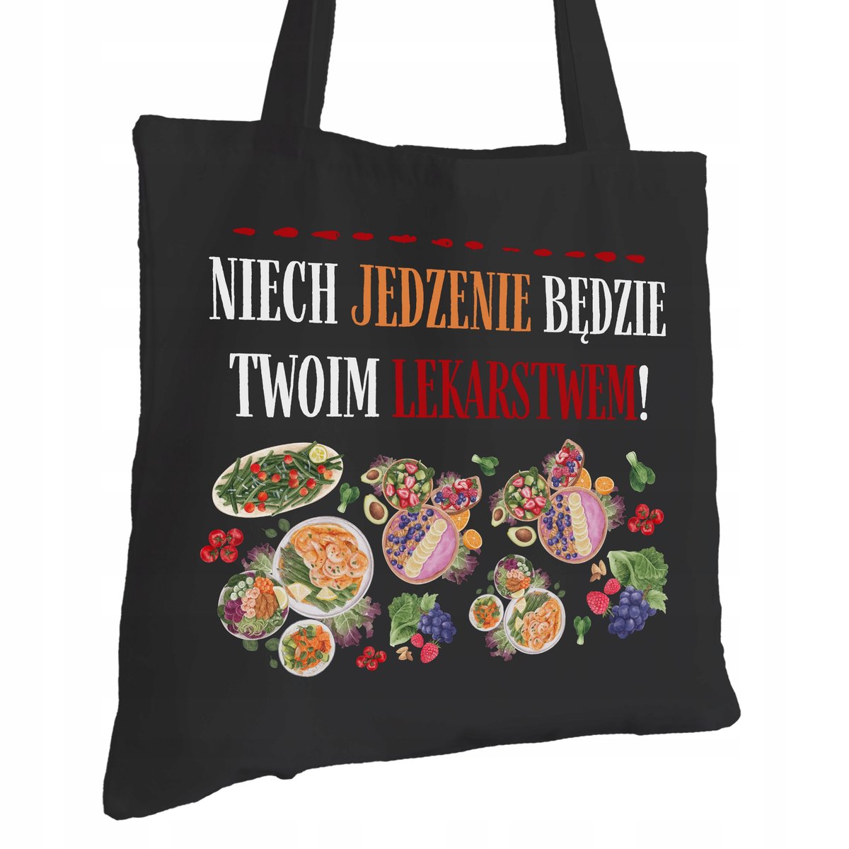 Torba Bawełniana dla Dietetyka Czarna Na Prezent ekologiczna Trwały Nadruk