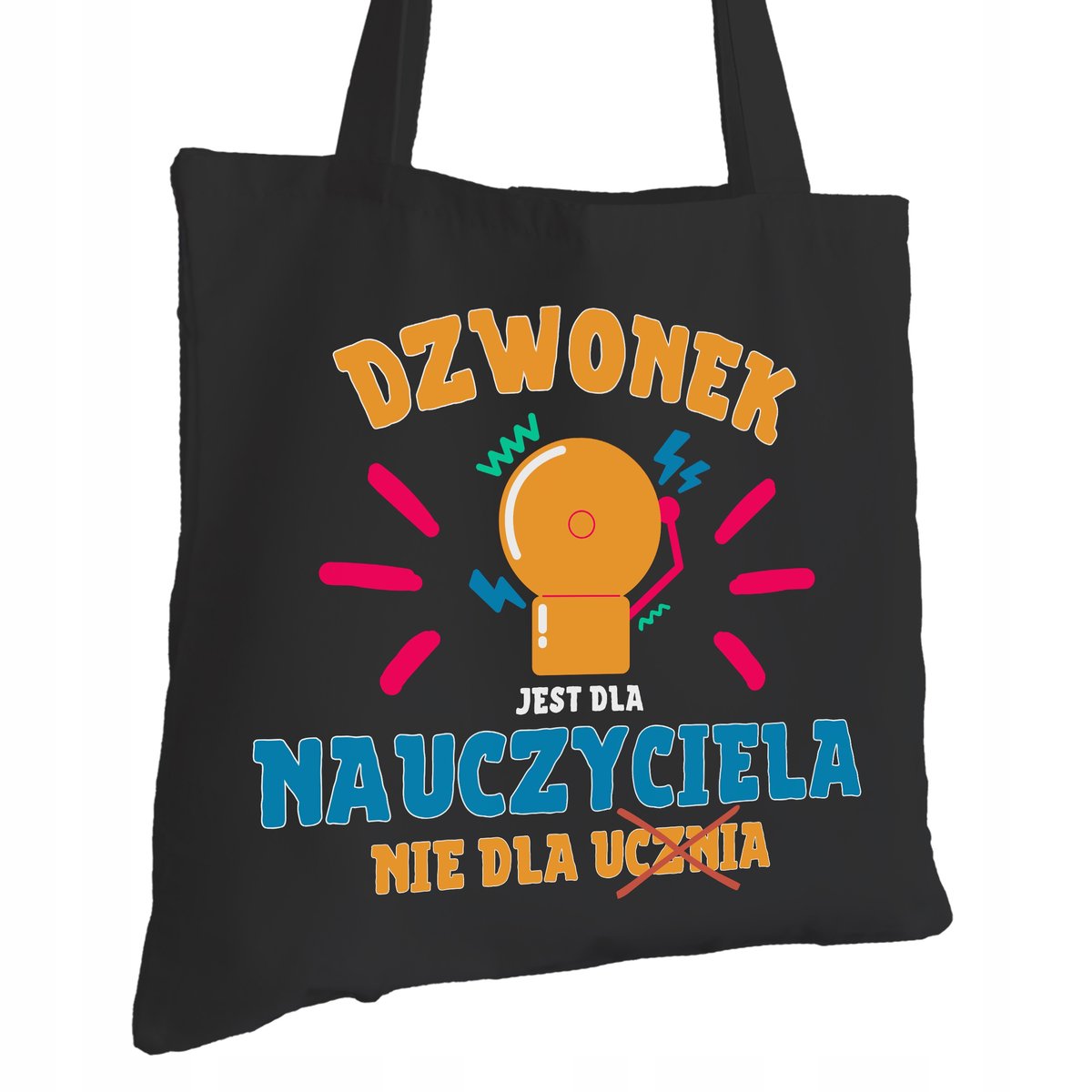 Torba Bawełniana dla Nauczyciela Czarna Prezent ekologiczna Trwały Nadruk