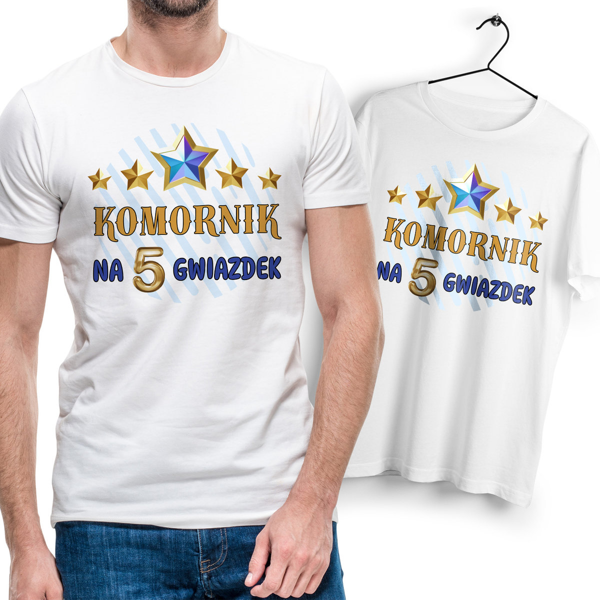 Koszulka Męska Biała dla Komornika Bawełniana T-shirt Trwały Nadruk