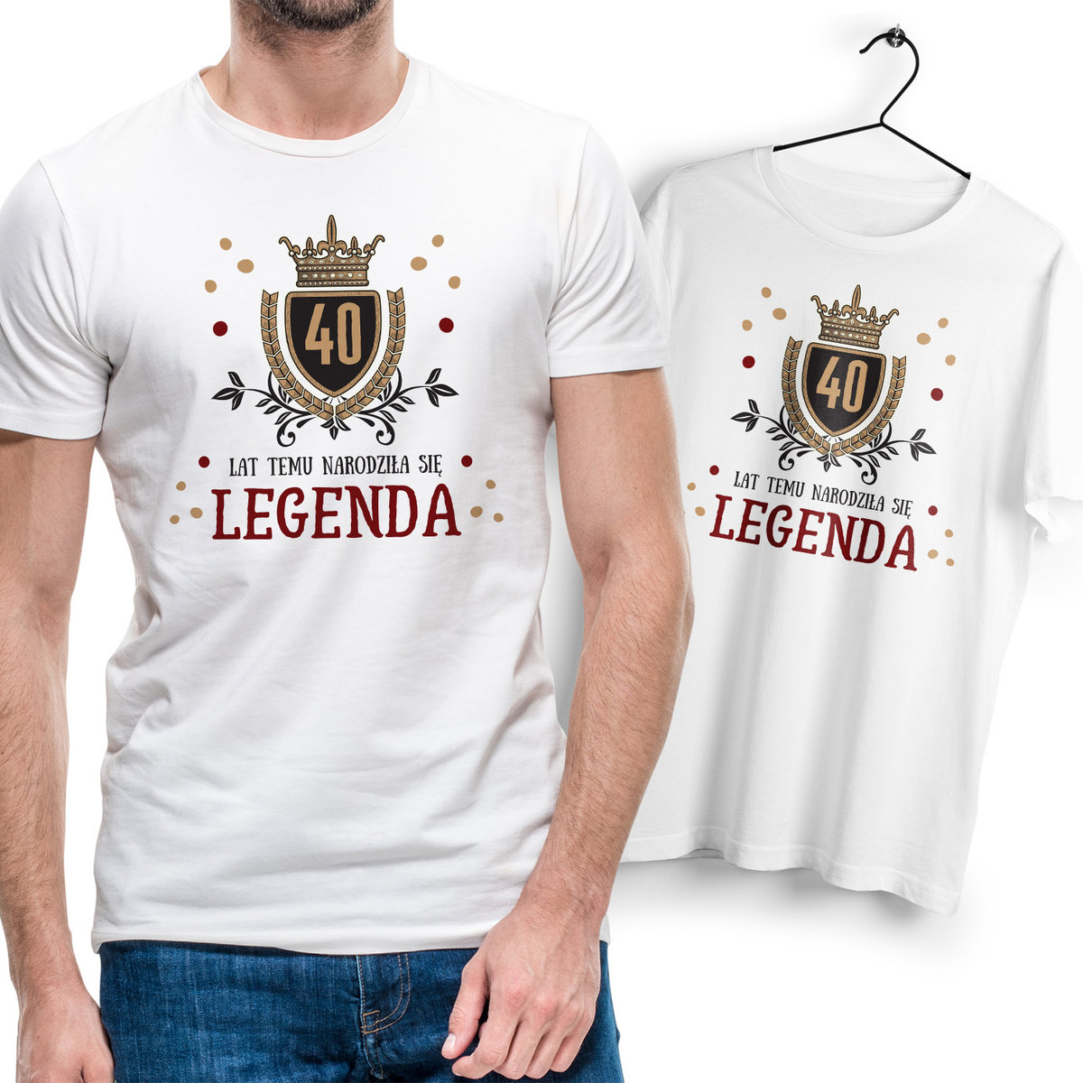 Koszulka Męska Biała na 40 Urodziny T-Shirt z Nadrukiem Na Prezent Gift