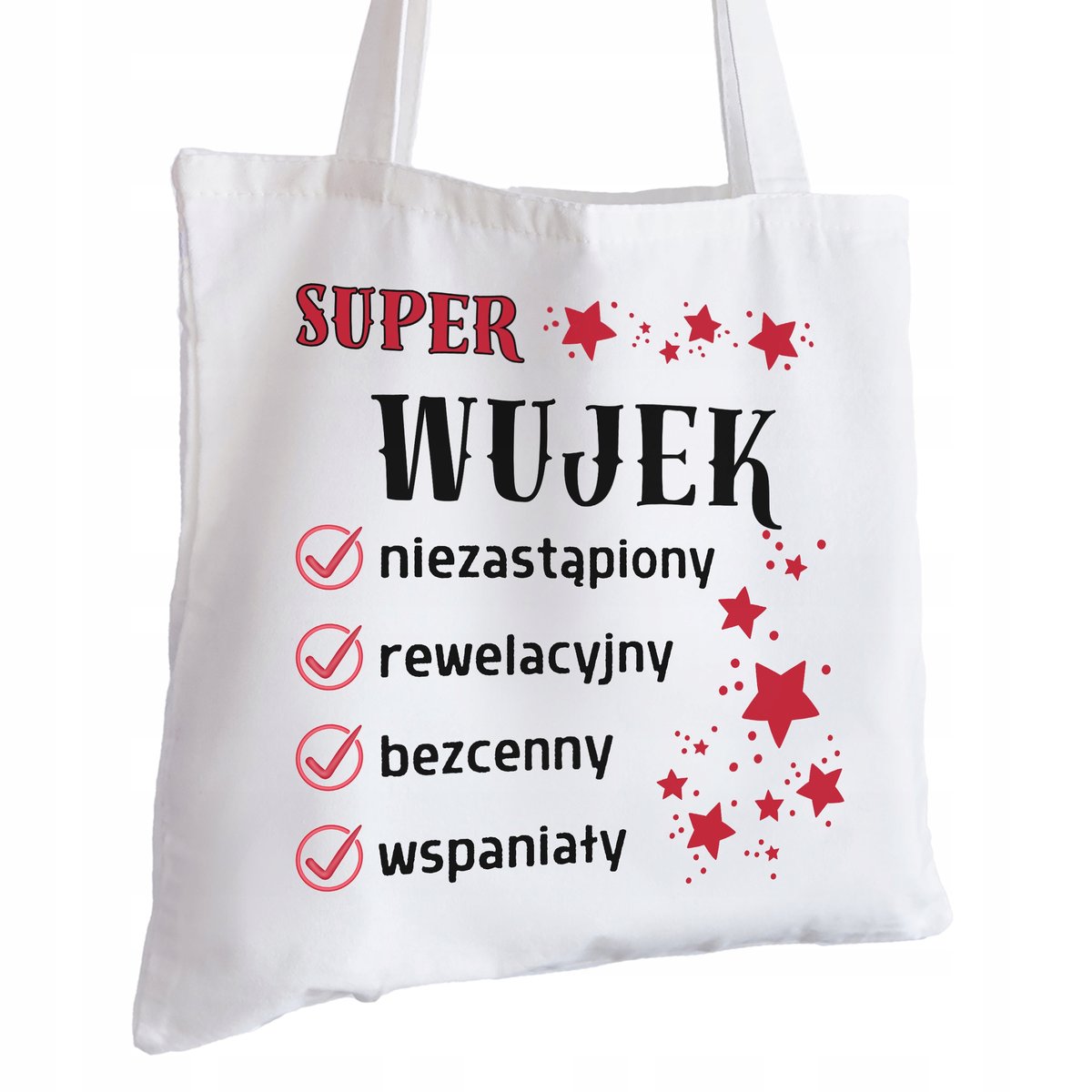 Torba Bawełniana biała dla Wujka Na Prezent ekologiczna Trwały Nadruk