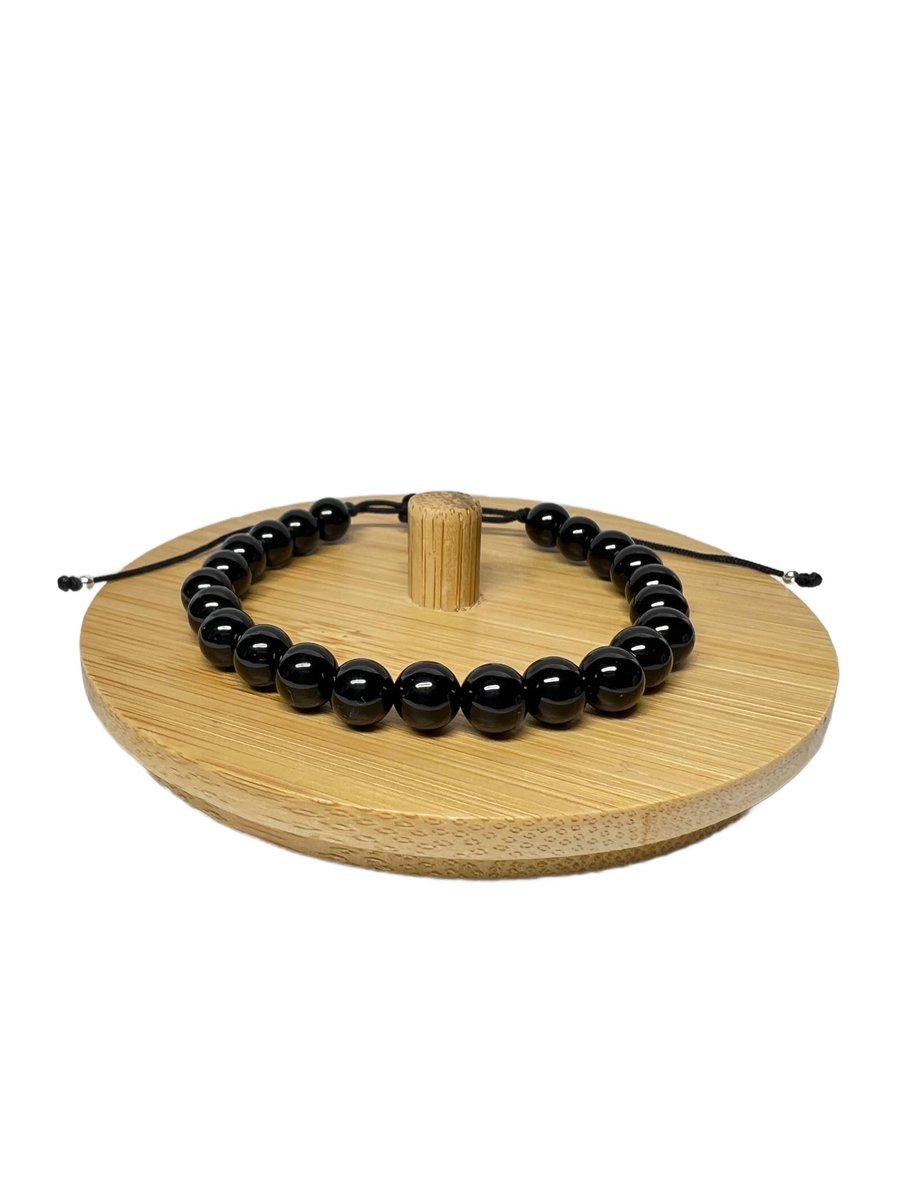 BRANSOLETKA na rękę czarny agat handmade