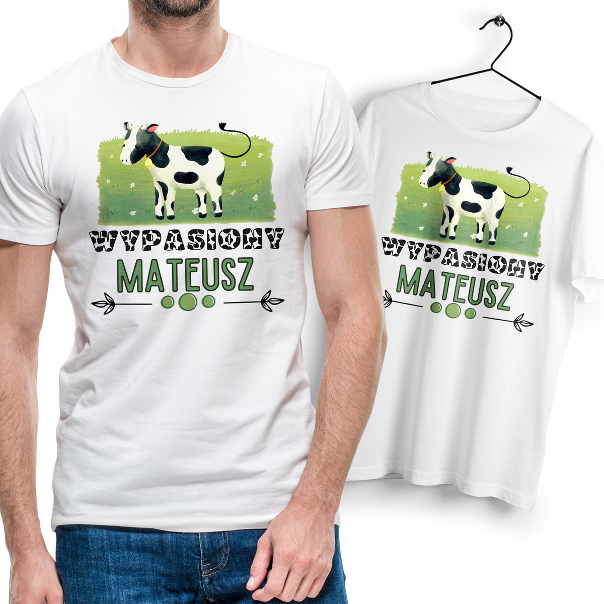 Koszulka Męska Biała Dla Mateusza T-Shirt z Nadrukiem Zdjęciem Na Prezent