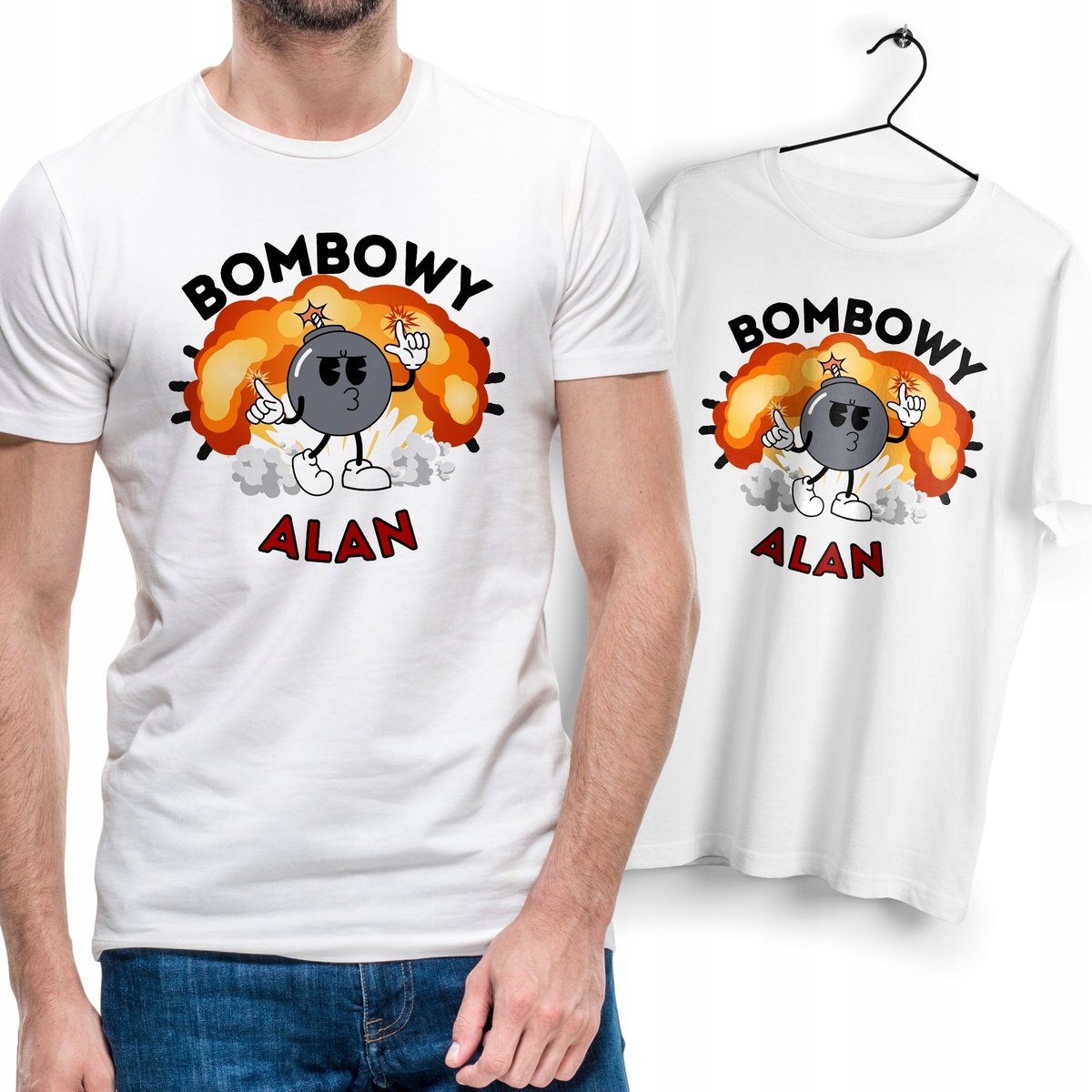 Koszulka Męska Biała Dla Alana T-Shirt Podkoszulek Nadruk Na Prezent