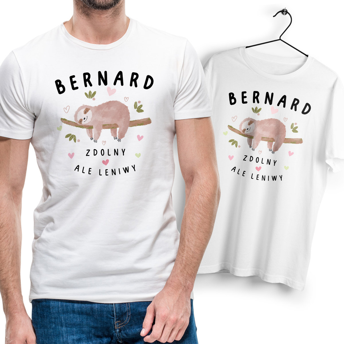 Koszulka Męska Biała Dla Bernarda T-Shirt Podkoszulek Nadruk Na Prezent